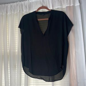 Black short sleeve v neck blouse